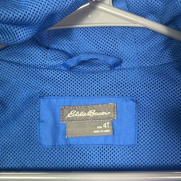 Eddie Bauer Blue Gray Camping Scene Lightweight Hooded Jacket Pockets Size 4T - Picture 3 of 8